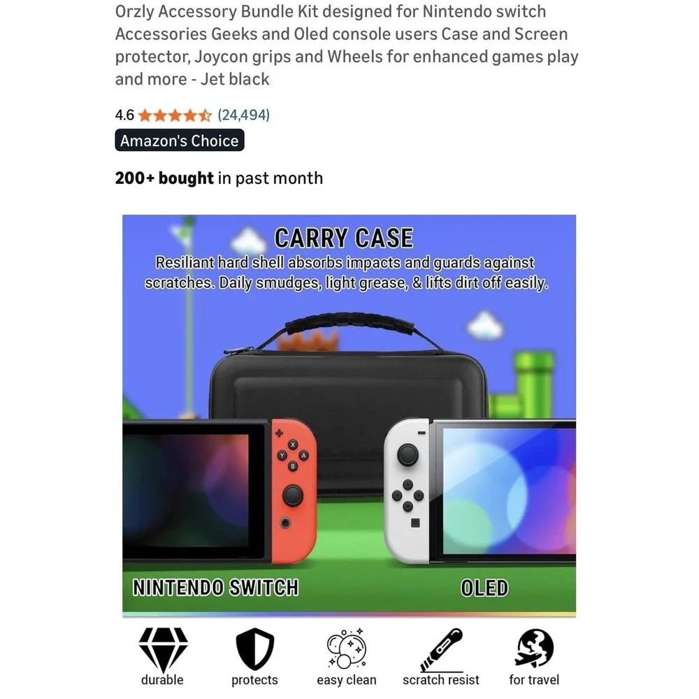 Orzly Ultimate Geek Pack Accessory Bundle For Switch Switch OLED Black